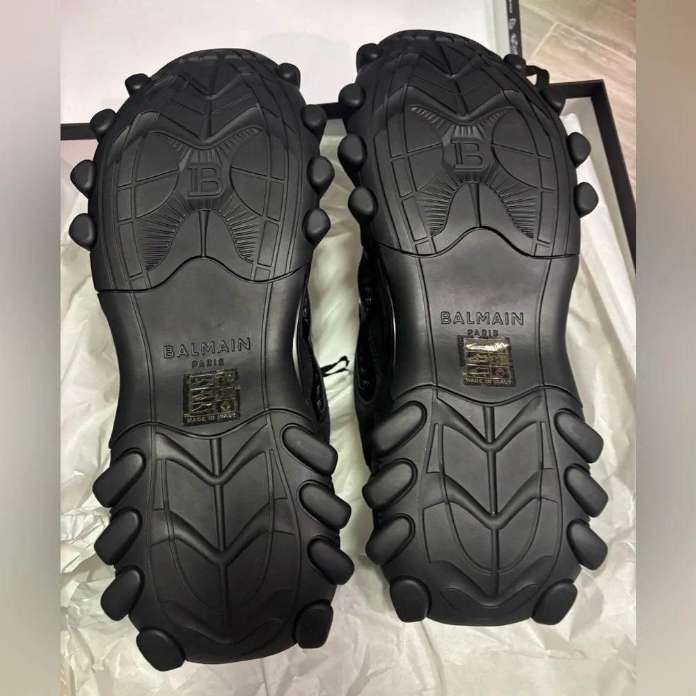 Balmain Men's All-Black Chunky Lace-Up Sneakers - Picture 3 of 4